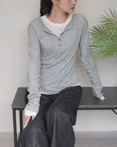 【25AW】LAYERED L/S HENLY TEE / レイヤード ロングスリーブ ヘンリーTシャツ (グレー)