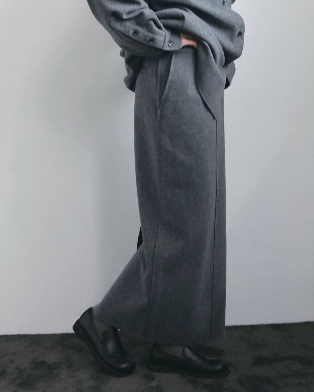 ウールカットオフスカート (チャコールグレー) Wool Cutoff Skirt (Charcoal gray) / 26AW 【6月29日まで期間限定予約】