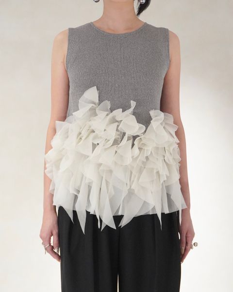 グラデーションフリル ノースリーブニット (ミックス) gradation frill no sleeve knit (Mix) /  26SS