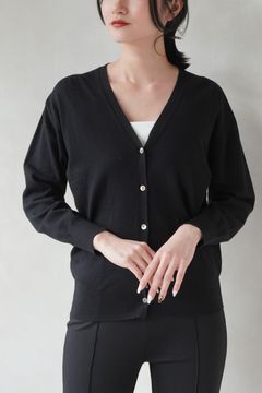 HIGHGAGE V-NECK CARDIGAN / ハイゲージ Vネックカーディガン (ブラック)