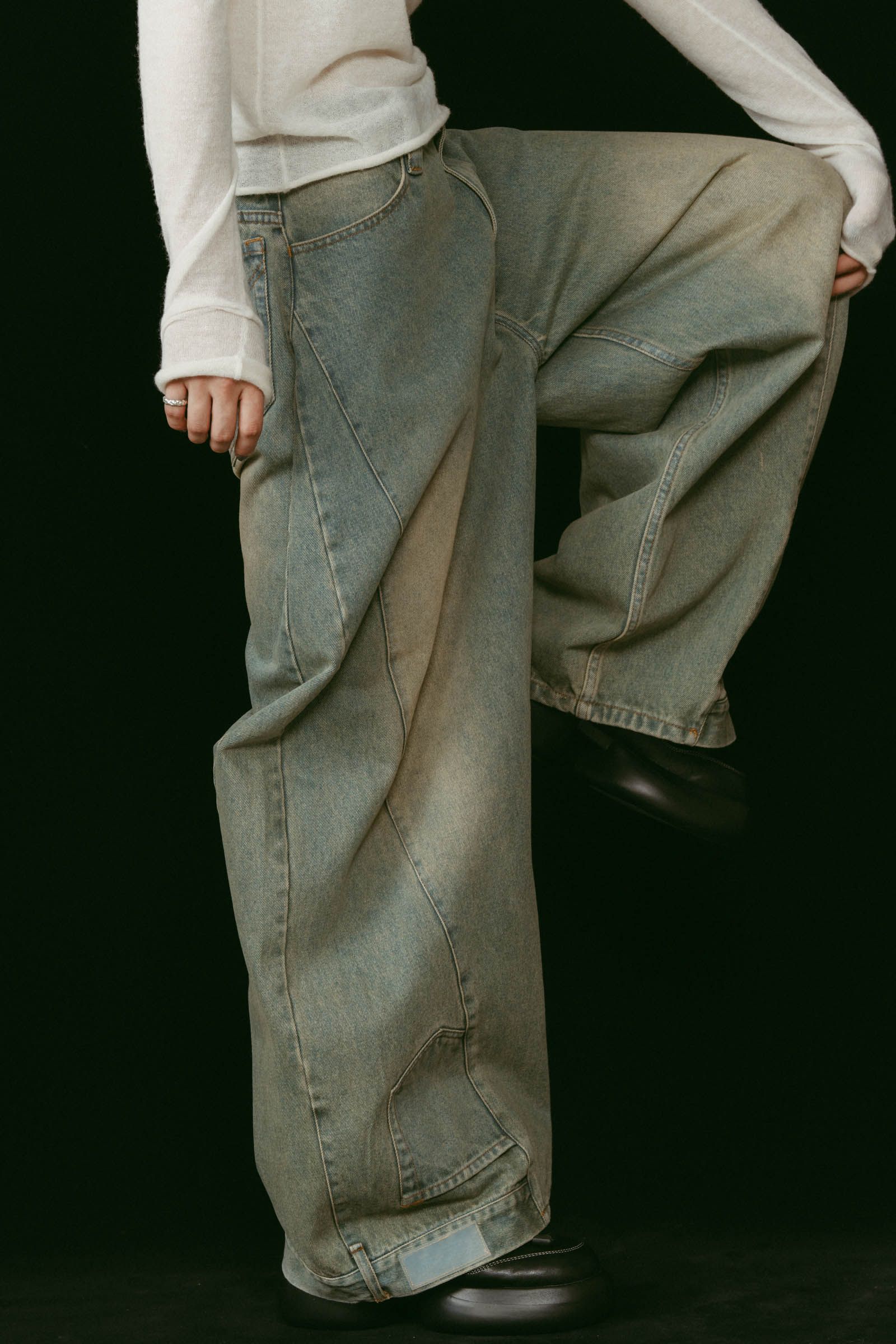 shirt wrap denim pants / シャツ巻き デニム (ブルー) / 25AW