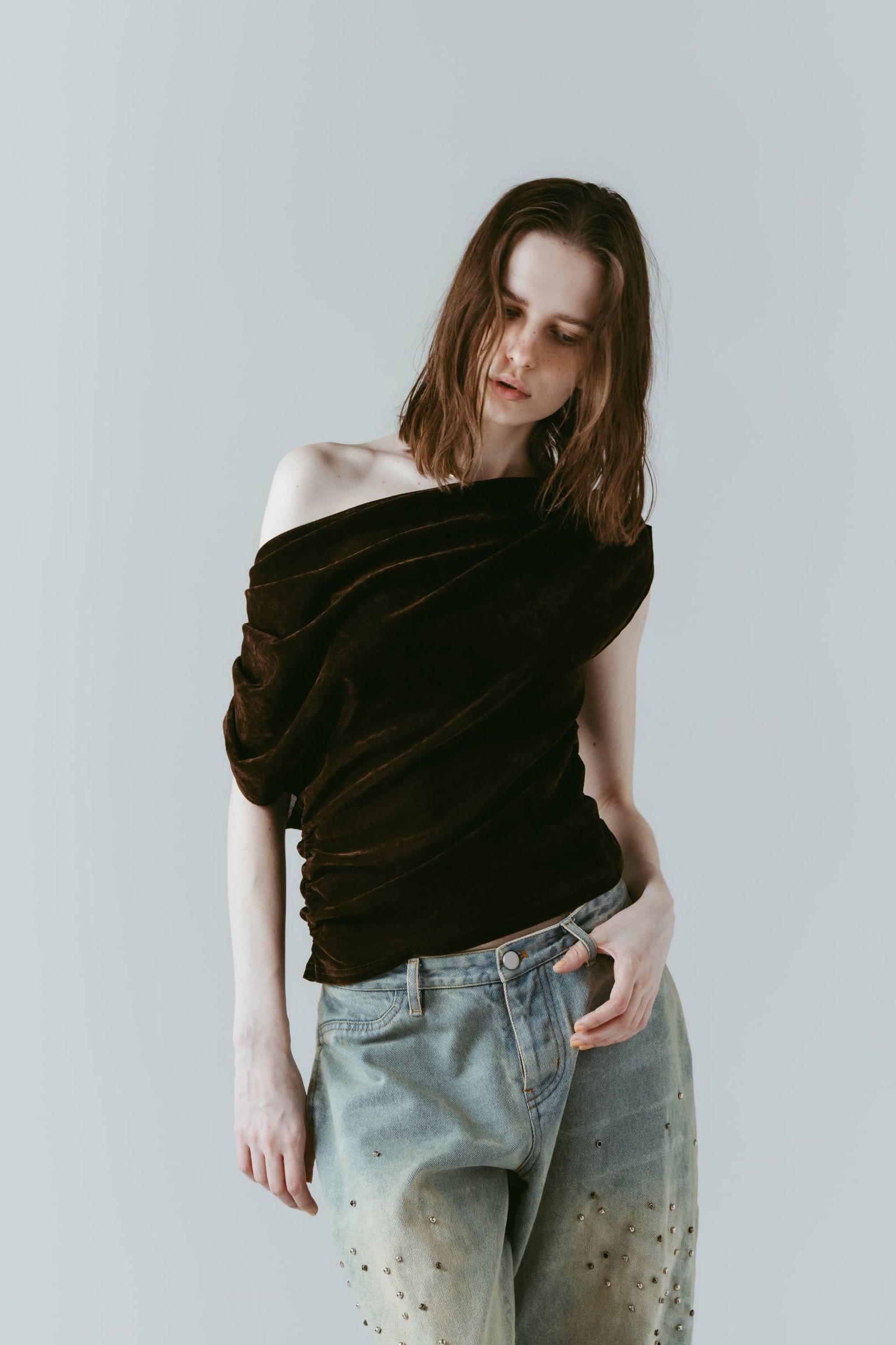 シアーベロア トップス (ブラウン) sheer velour top (Brown) /  26SS