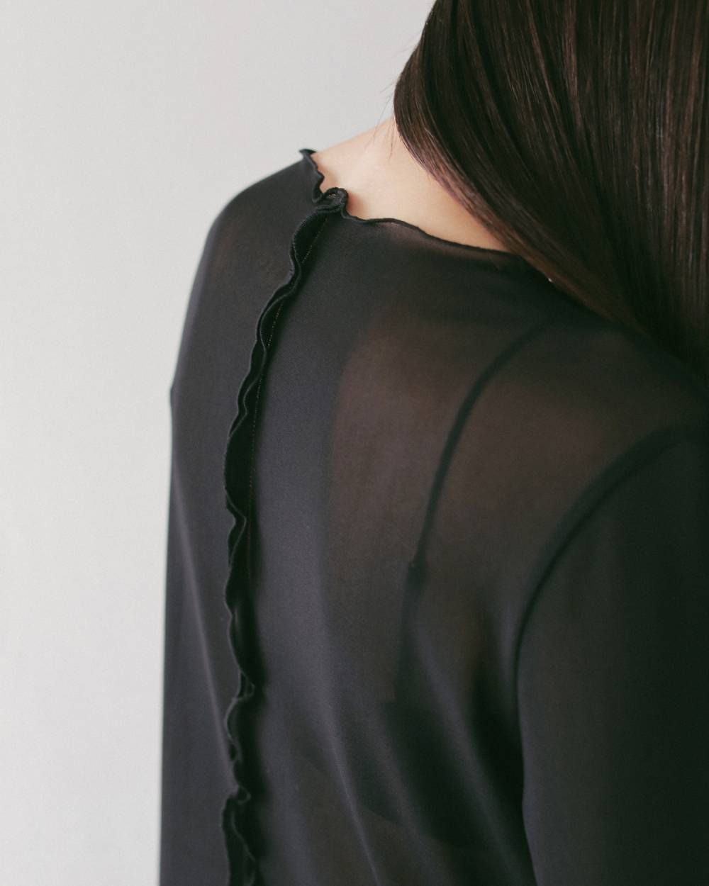 シアーチュールカーディガン (ブラック) Sheer Tulle Cardigan (Black) / 27SS