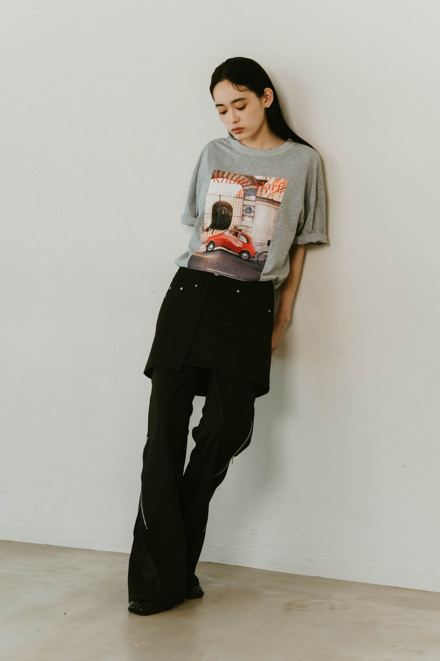 2piece zip flare pants / 2ピース ジップフレアパンツ (ブラック) / 25SS