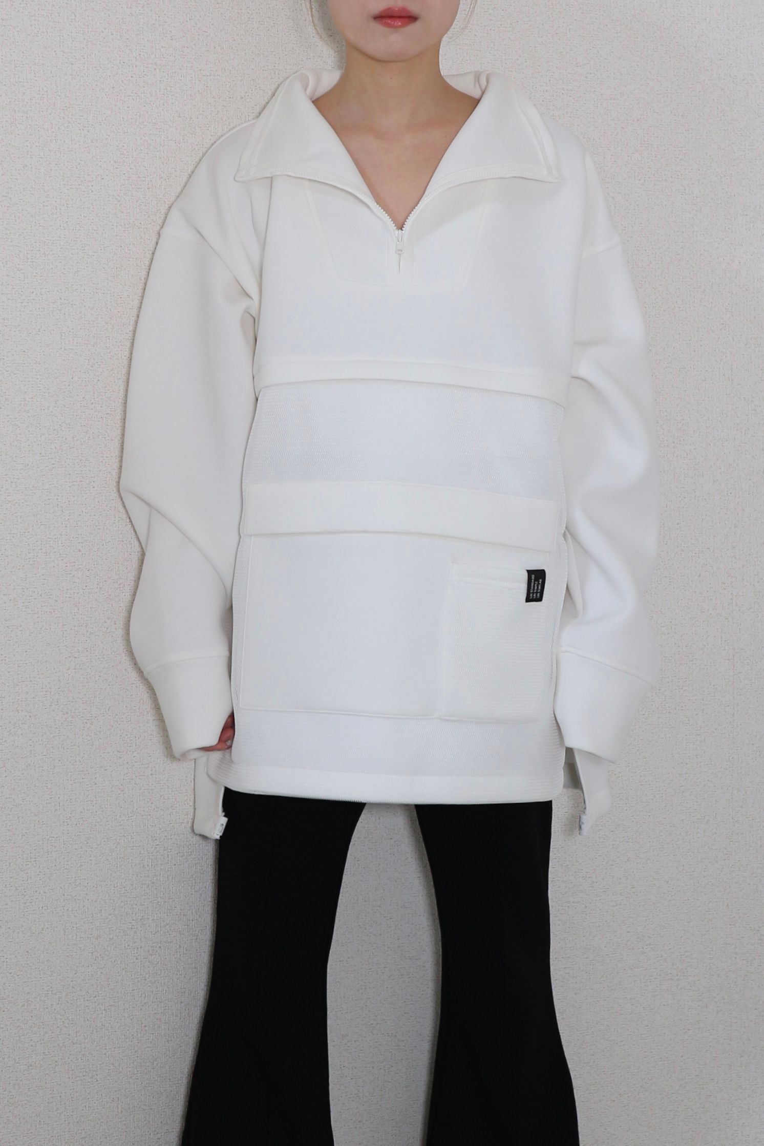 HALF ZIP MESH SWEAT  / ハーフメッシュスウェット (ホワイト) / ドロストデザイン
