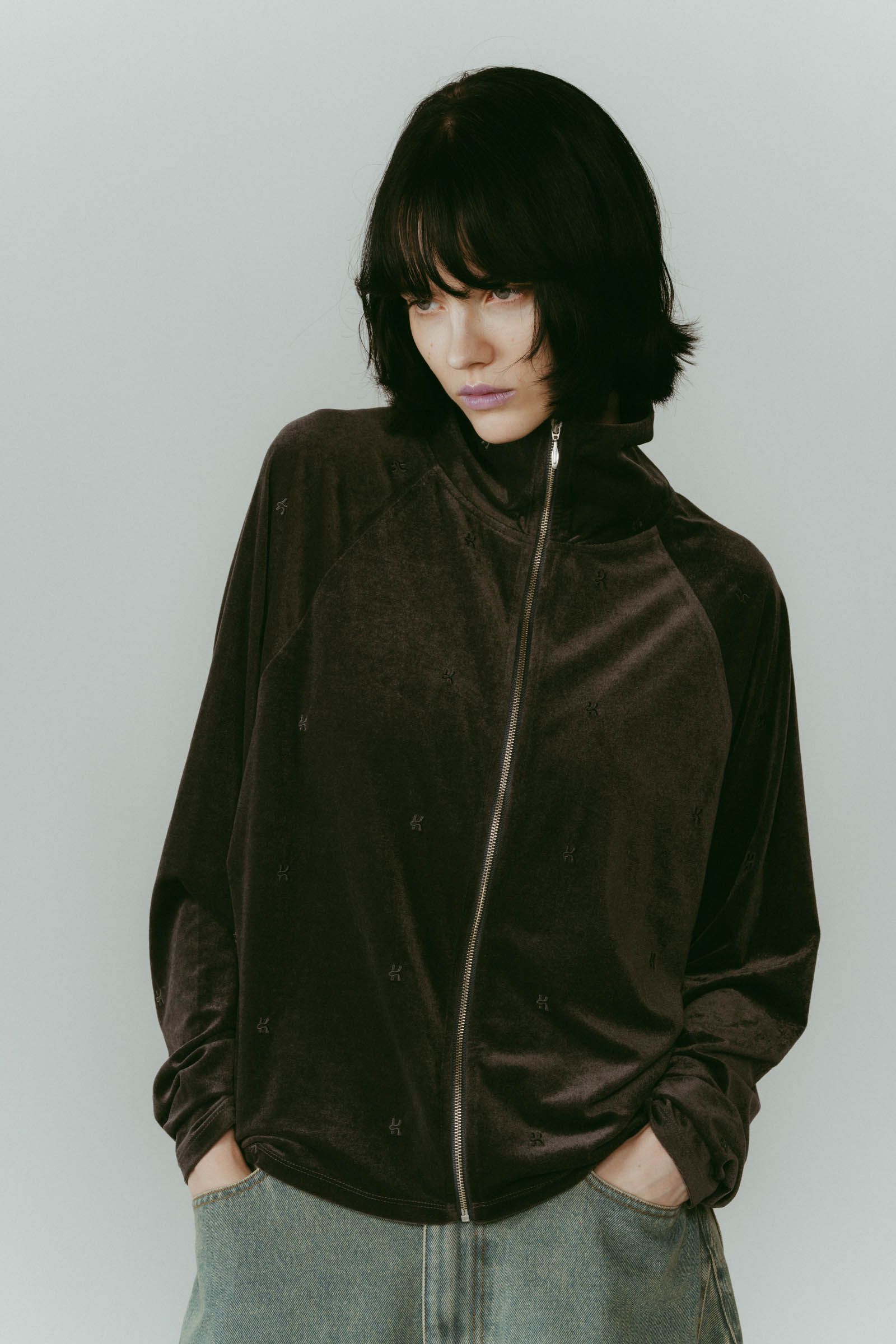 velours track jacket / ベロアトラックジャケット (グレー) / 25AW