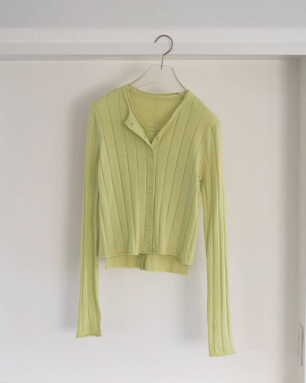 Cotton Layered Cardigan / コットン レイヤードカーディガン (Lime green) / 26SS