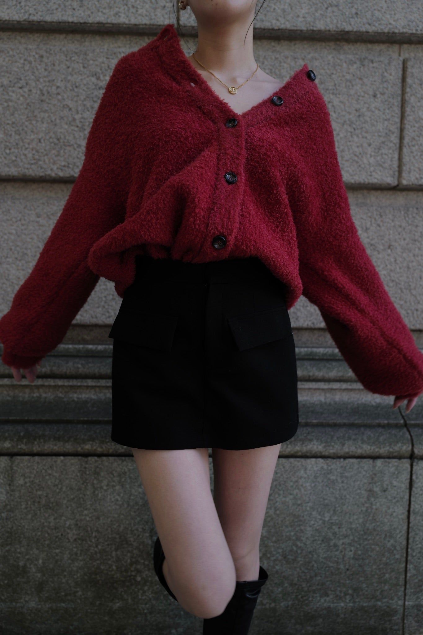 Poodle knit cardigan / プードルニット カーディガン (レッド)