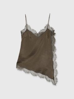サテンレースキャミ (カーキブラウン) SATIN LACE CAMI (Khaki brown) /  26SS