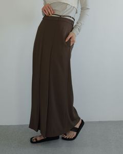 Tuck Long Skirt / タックロングスカート (ブラウン)