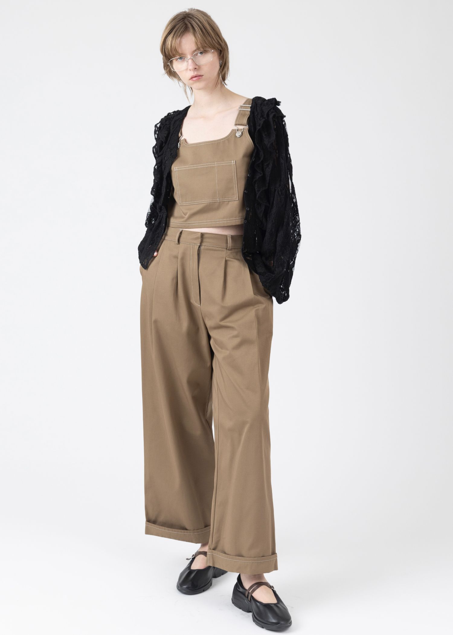 2piece roll up suspenders all-in-one (K/beige) / 2ピースサスペンダーオールインワン (カーキベージュ) / 26SS