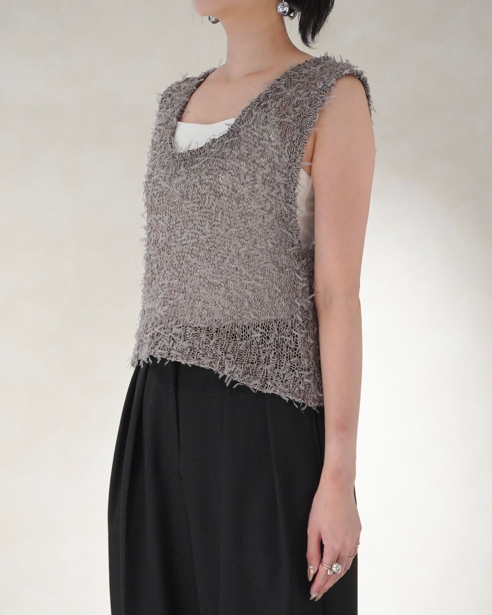 ミックスヤーン ニットベスト (グレー) Mixyarn Knit Vest (Gray) / 26SS