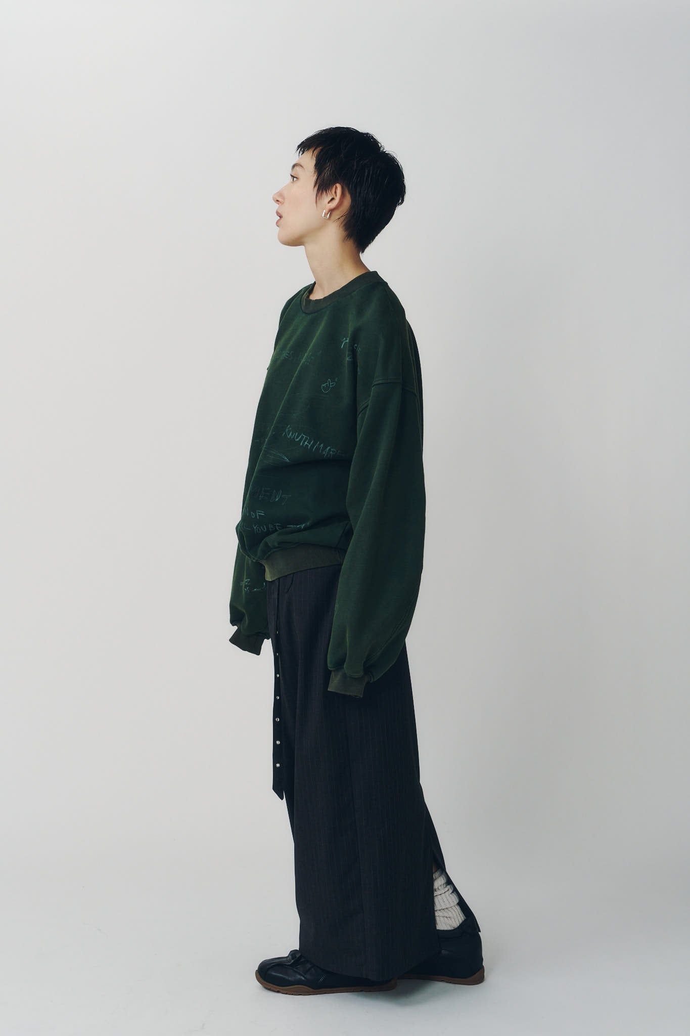 メッセージ スウェット (グリーン) message sweatshirt(unisex) (Green) / 26AW