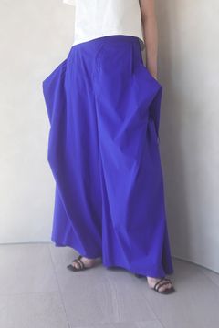 TUCK GATHER WIDE PT / タックギャザーワイドパンツ (ブルー)