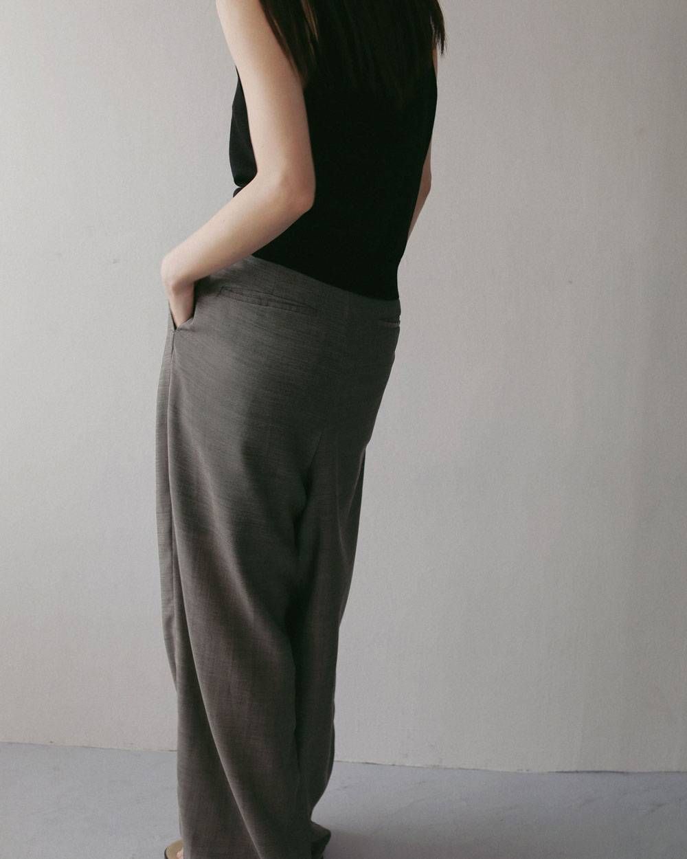 ウールシャンブレー タックパンツ (グレージュ) Woolchambray Tuck Pants (Graige) / 27SS