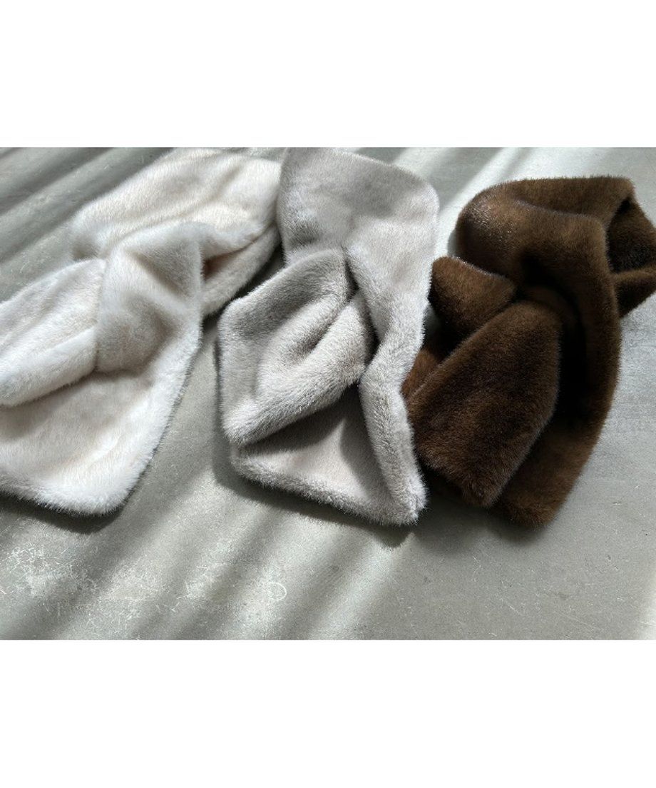 THINK FUR - 【25AW】Mink Like Fur Tippet (ライトグレー
