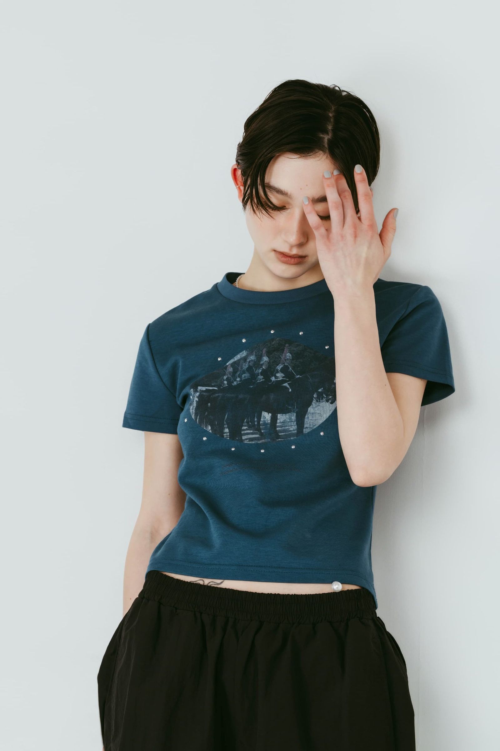 スタッズコンパクトTシャツ (ブルー) studded compact tee (Blue) /  26SS