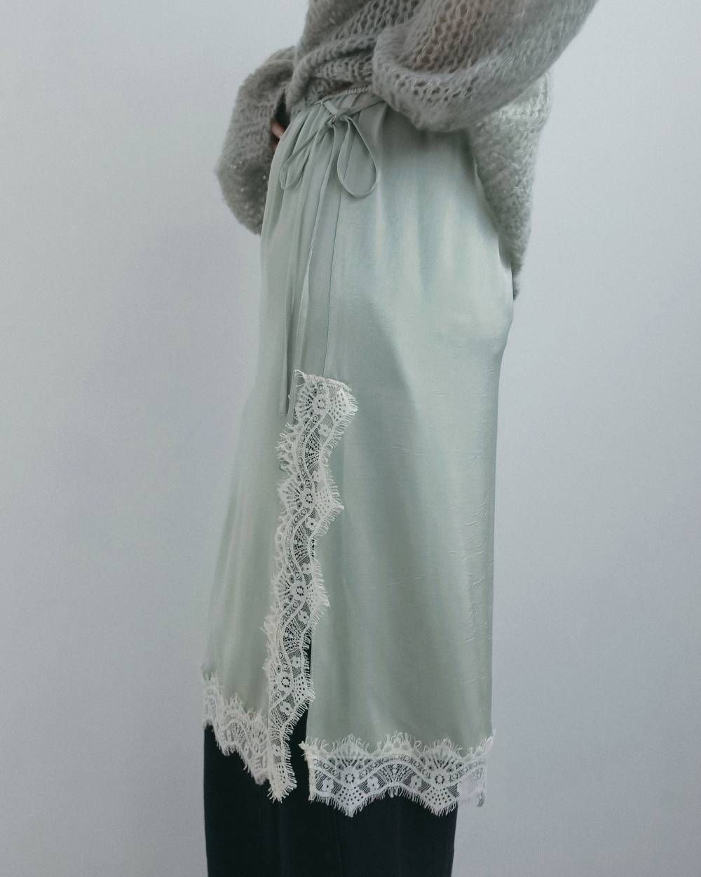 サテンレーススカート (ミント) Satin Lace Skirt (MInt) / 26AW 【6月29日まで期間限定予約】