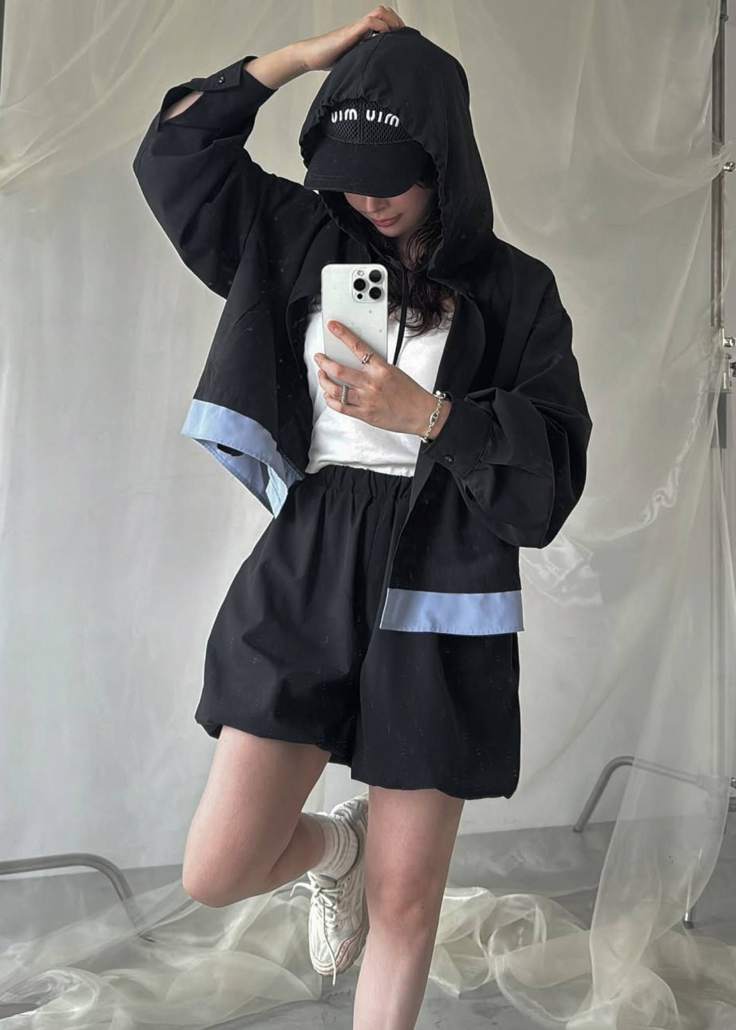 UVカット バルーンショートパンツ (ブラック) balloon hem UV cut gather volume S/PT (Black) /  26SS