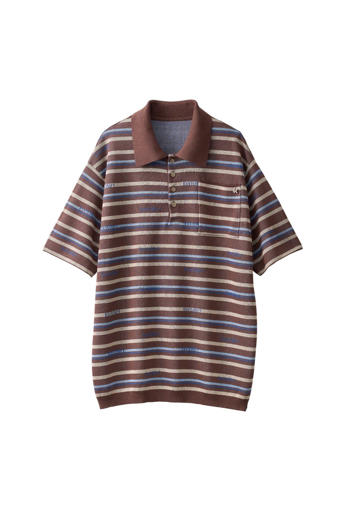 logo stripe polo knit (unisex) / ロゴストライプ ニットポロシャツ レギュラー丈 (ブラウン) / 25SS