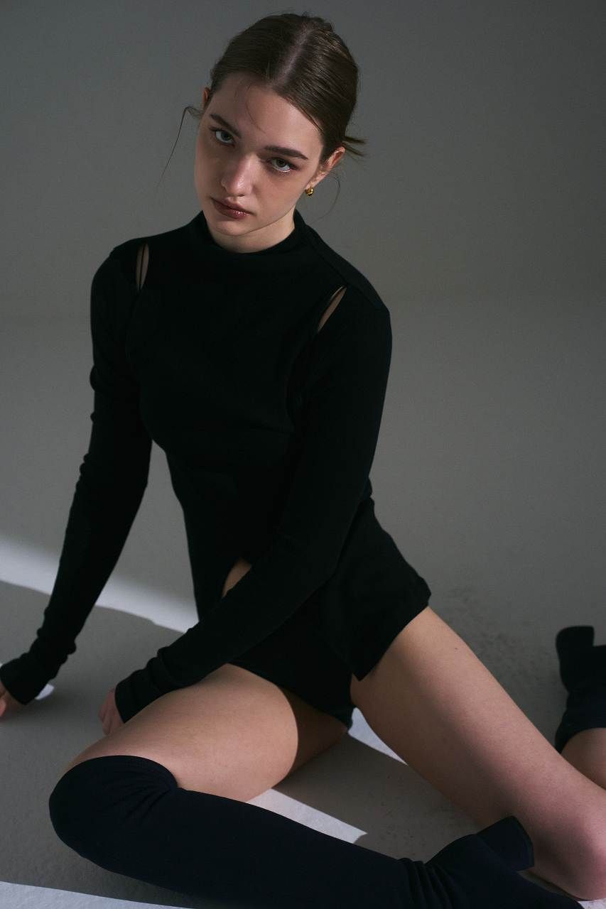 スラッシュリブロンT (ブラック) Slash Ribbed Long-Sleeve T-Shirt (Black) / 26AW