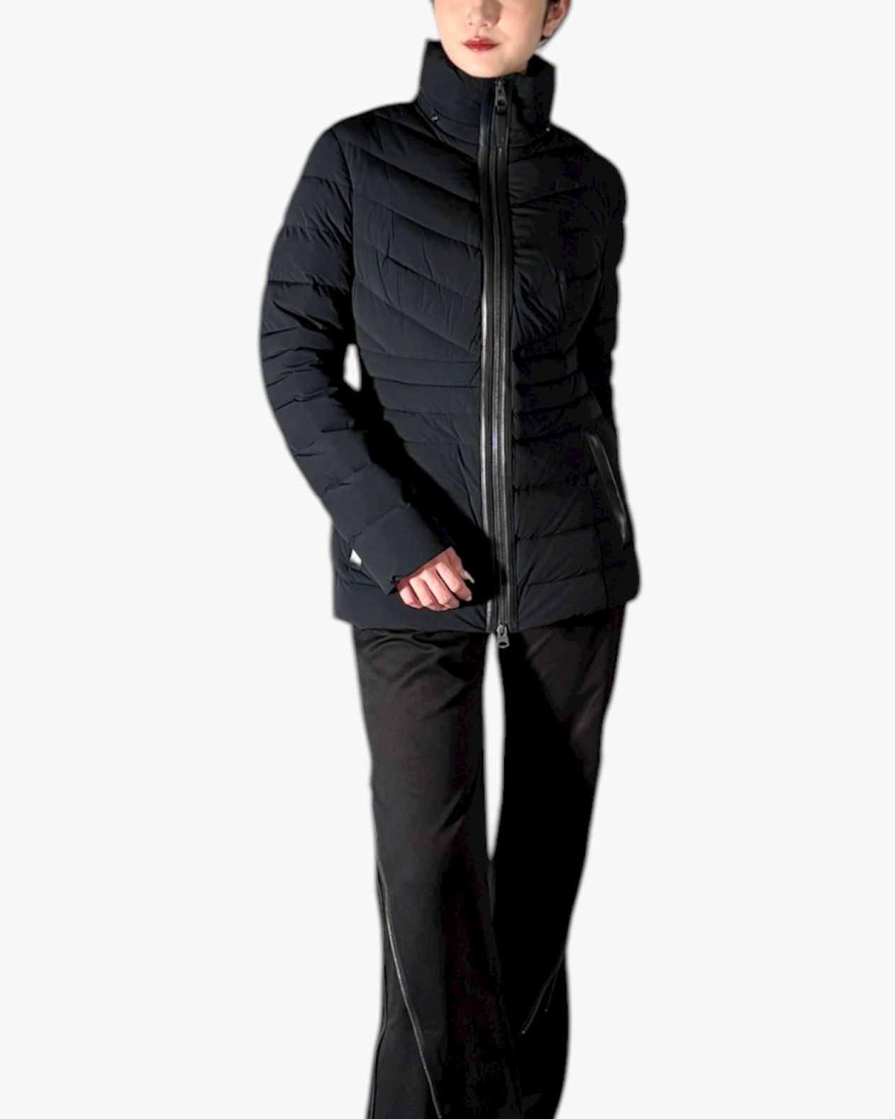 【25AW】PATSY-BX / ファー付きストレッチダウンジャケット (ブラック) / レディース