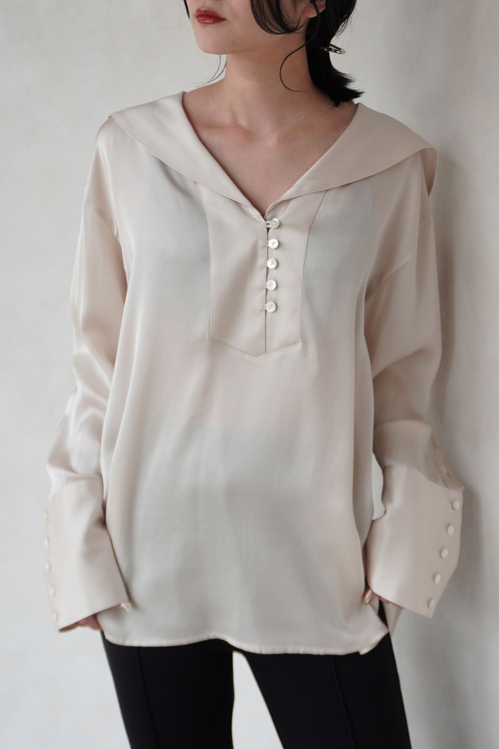 NOUNLESS - LUXURY SATIN SAILOR BLOUSE / ラグジュアリーサテン