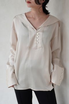 LUXURY SATIN SAILOR BLOUSE / ラグジュアリーサテンセーラーブラウス (ベージュ)