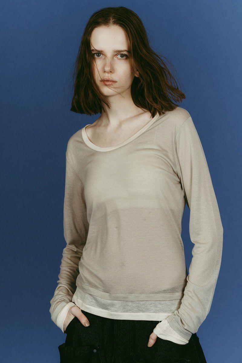 round neck layered top (Beige) / ラウンドネックレイヤードトップス (ベージュ) / 26SS