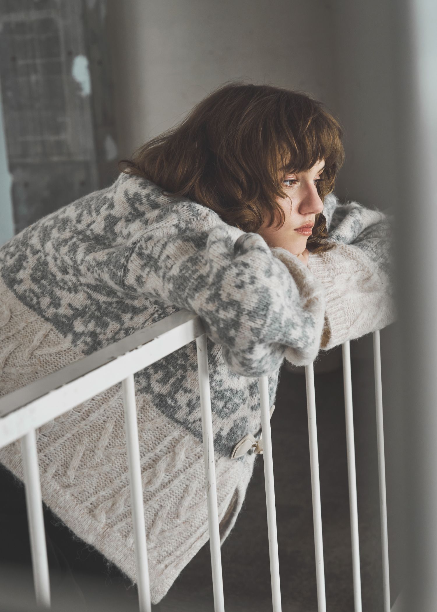 jacquard & cable placement toggle knit / ジャガード ケーブルトグルニット (ミックス) / 25AW /