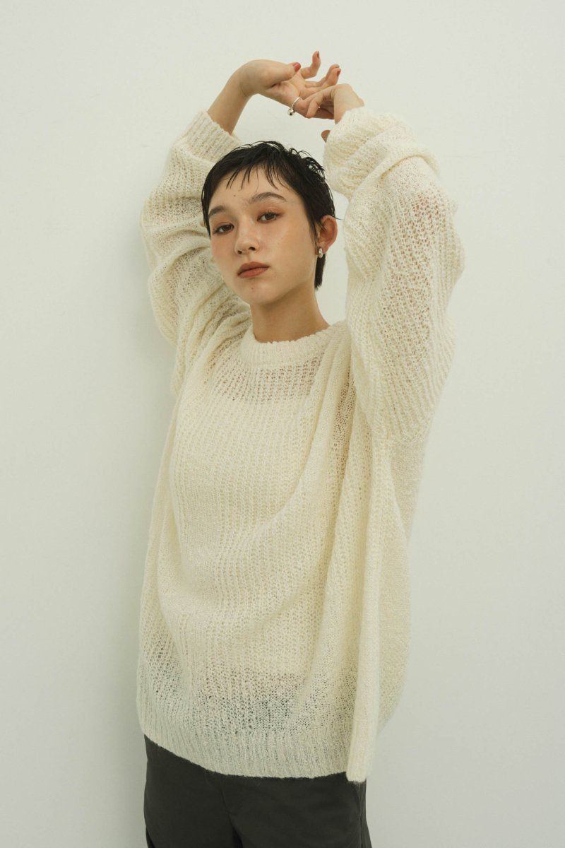jaguard sheer knit(unisex) / ジャガード シアーニット (ホワイト)