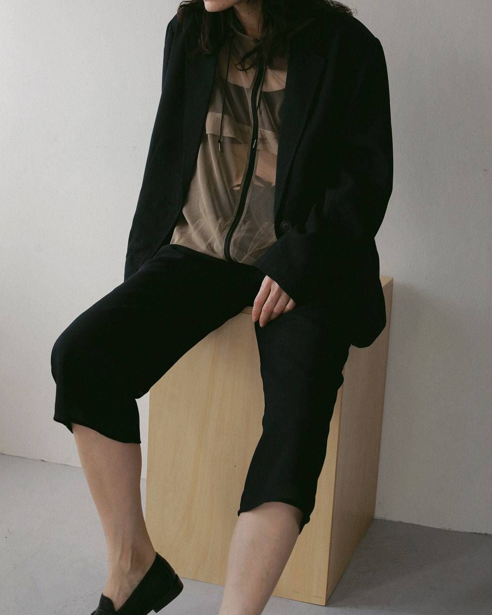ツイードメッシュ カプリパンツ (ネイビー) Tweed Mesh Capripants (Navy) / 27SS