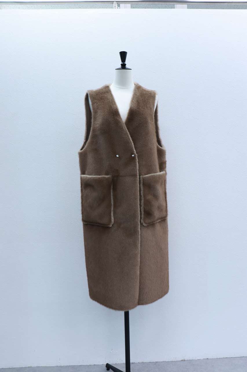 リバーシブル ムートンジレ (ベージュ) Reversible shearling gilet (Beige) / 26AW