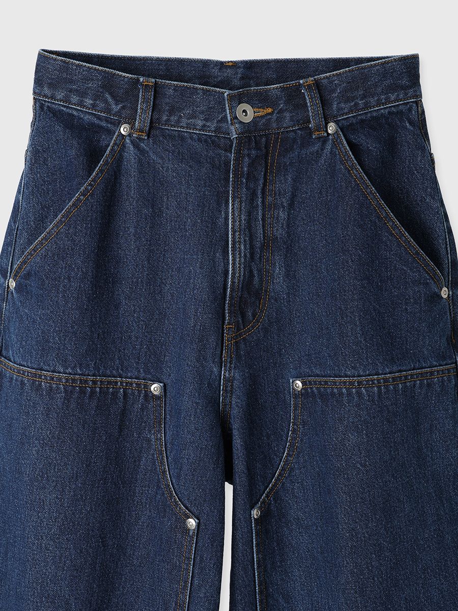 【25SS】DOUBLE KNEE WASHED DENIM PANTS / ダブルニー デニムパンツ (ブルー)