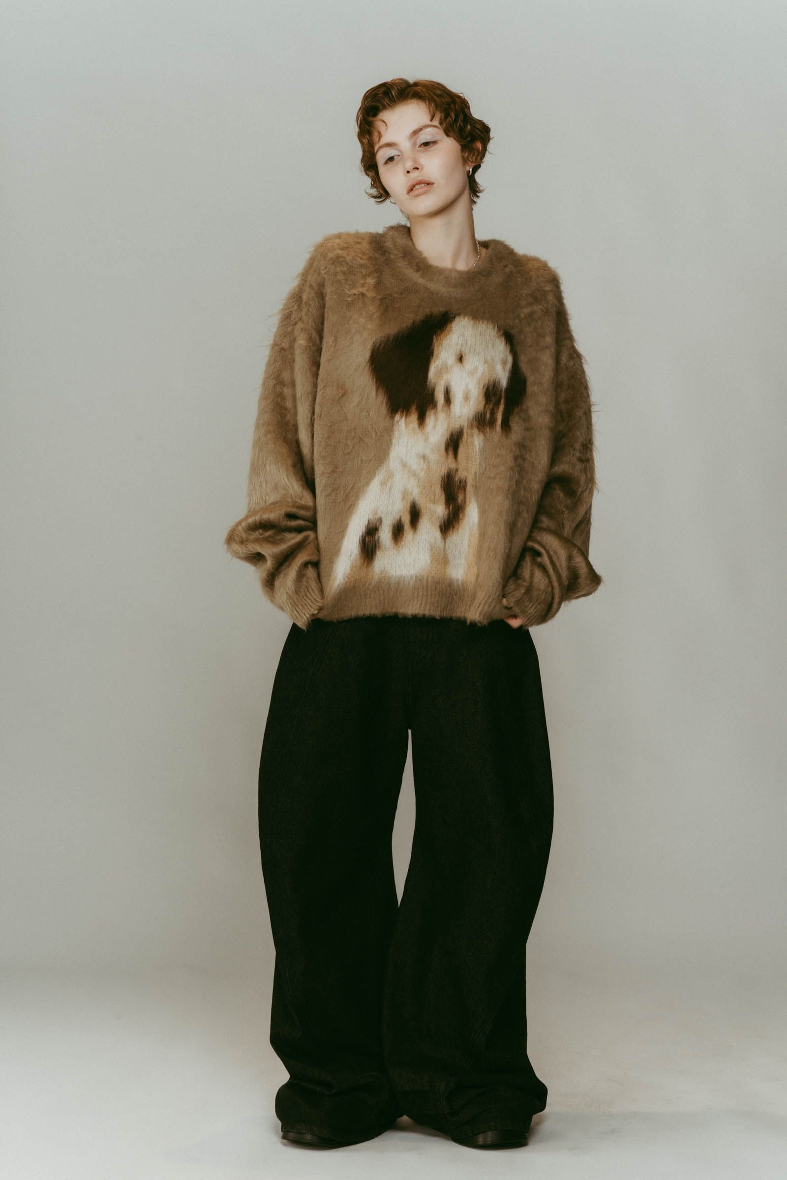 dalmatian shaggy knit(unisex) / ダルメシアン シャギーニット (ベージュ) / 25AW