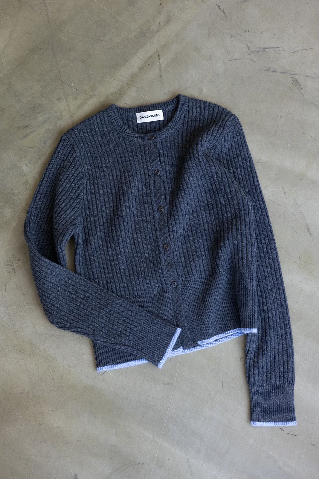 バイカラーリブニットカーディガン (グレー) Rib knit cardigan (Gray) / 26AW