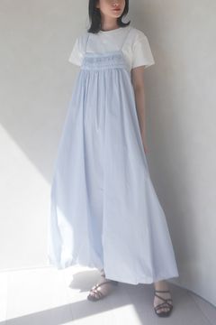 TUCK GATHER BALLOON DRESS / タックギャザー バルーンドレス (ライトブルー)