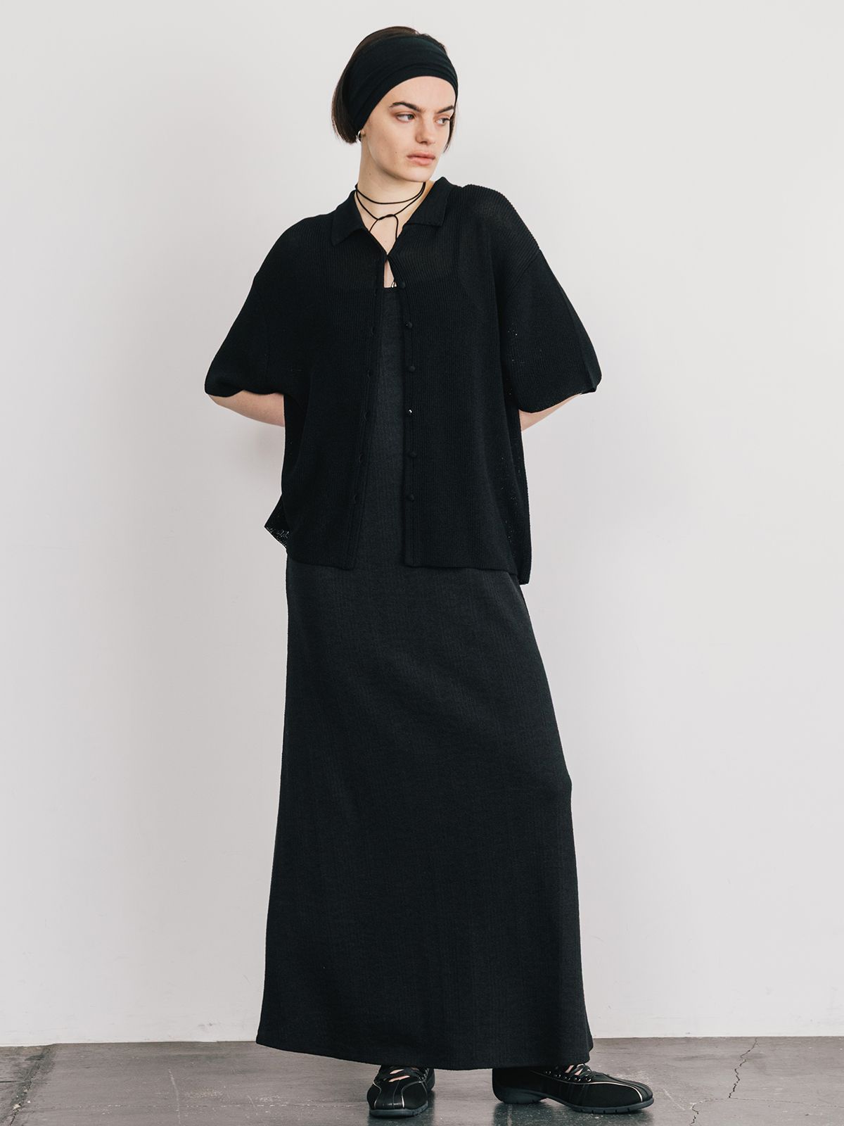 【25SS】ACETATE KNIT SHIRTS / アセテート ニットシャツ (ブラック)
