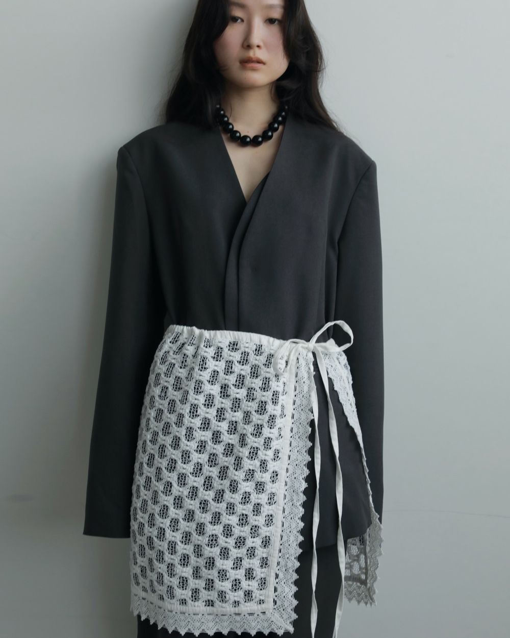 Collarless Over Jacket / カラーレスオーバージャケット (チャコールグレー)