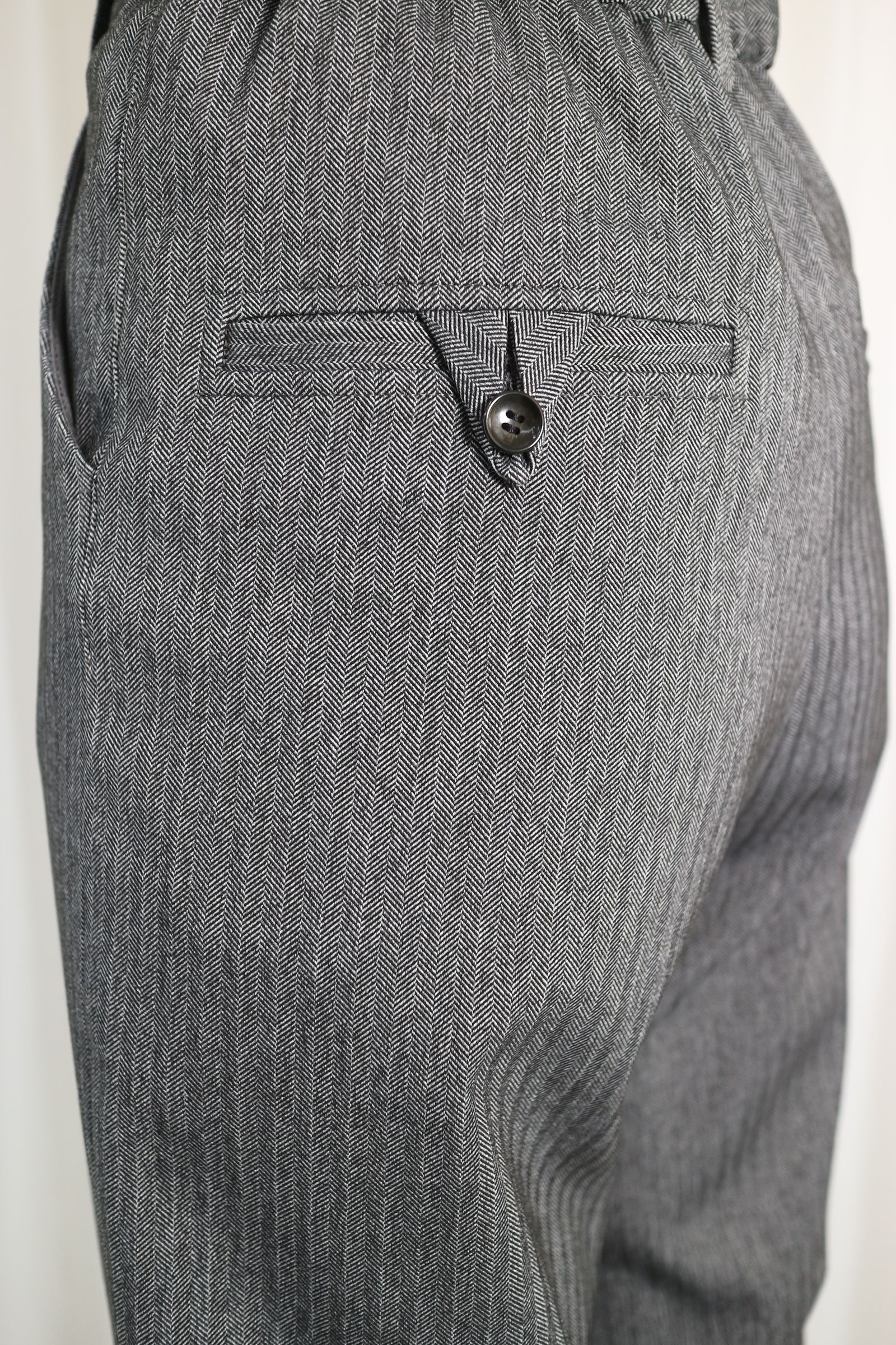 RETORO ROUND SLIT PANTS / レトロラウンドスリットパンツ (グレー)