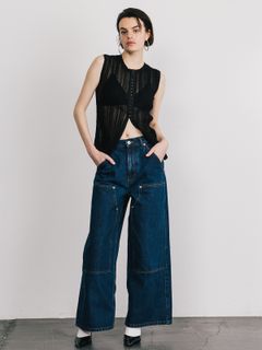 【25SS】DOUBLE KNEE WASHED DENIM PANTS / ダブルニー デニムパンツ (ブルー)