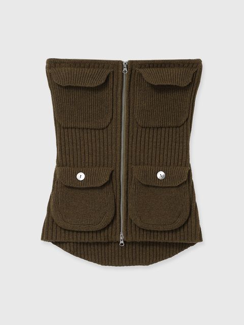 【25AW】MILITALY KNIT BUSTIER / ミリタリー ニットビスチェ (カーキ)