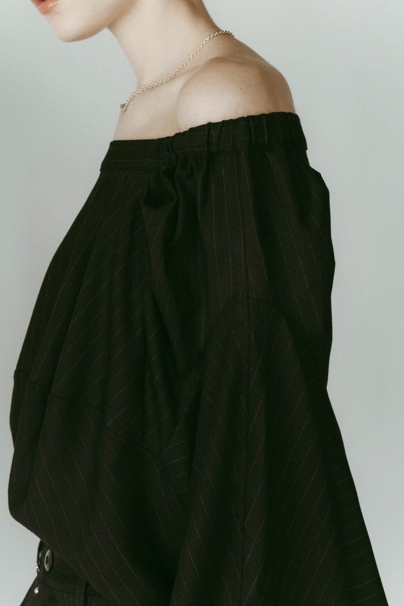 4way design blouse / 4ウェイ デザインブラウス (ストライプブラック) / 25AW