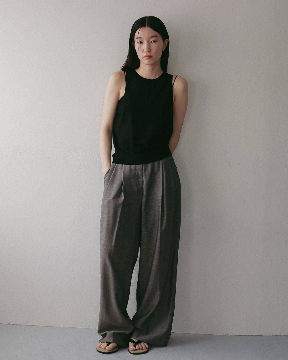 ウールシャンブレー タックパンツ (グレージュ) Woolchambray Tuck Pants (Graige) / 27SS