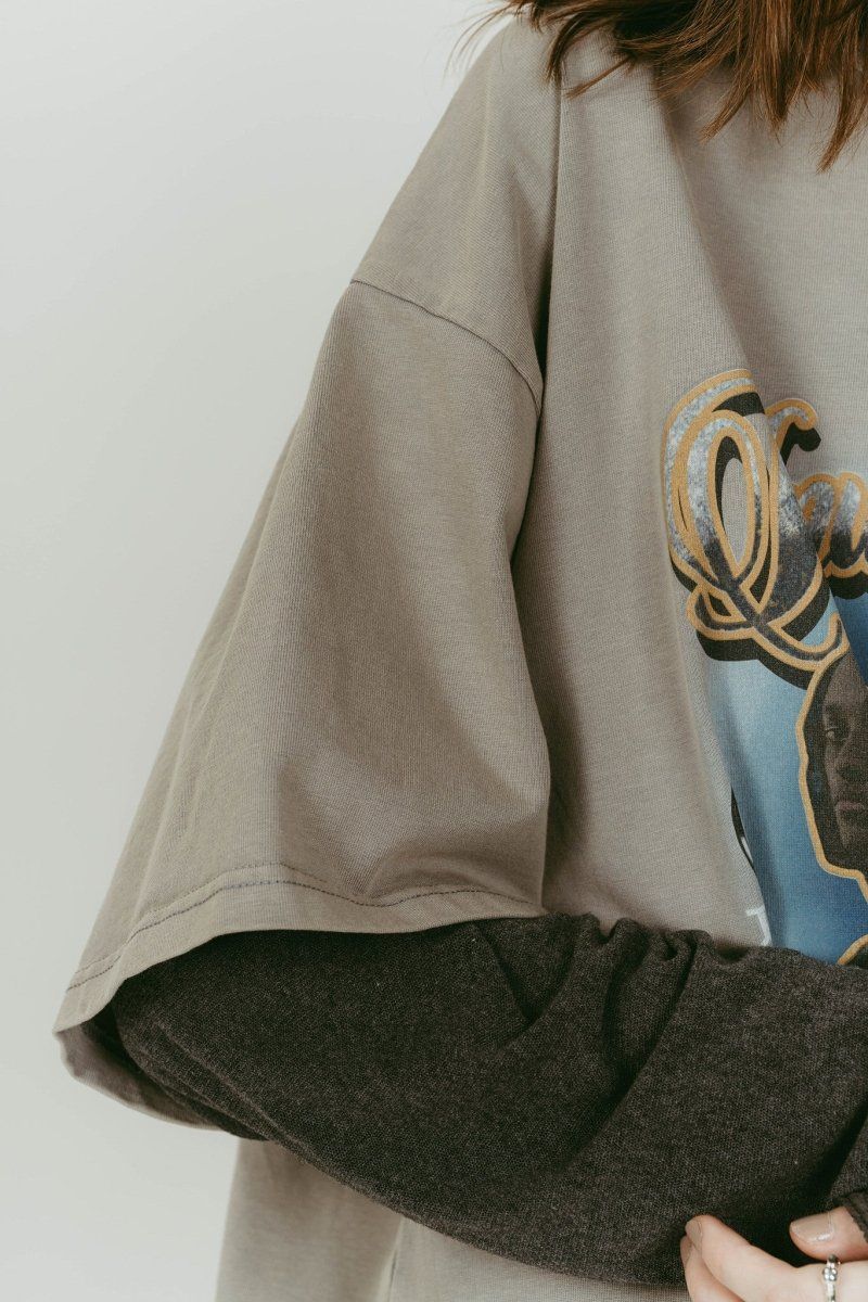 AI future layered t-shirt(unisex) (Gray) / レイヤードTシャツ (グレー) / 26SS