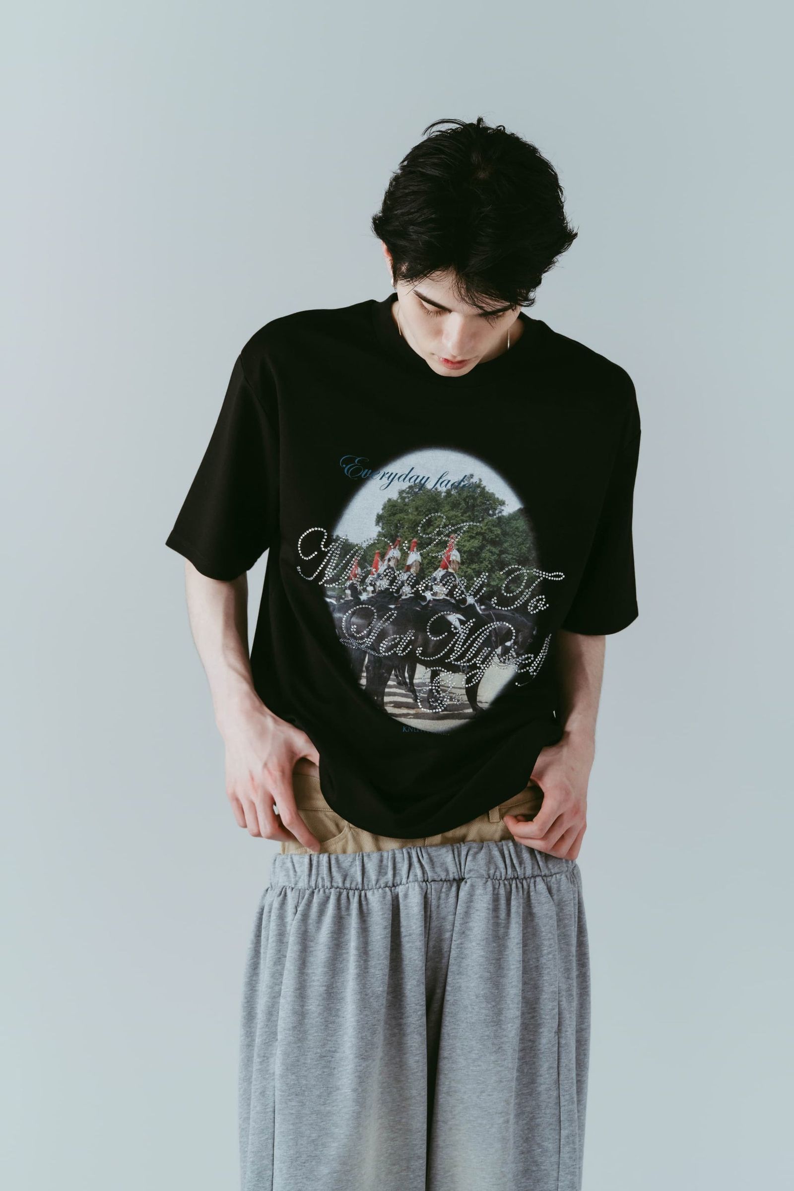 ラインストーングラフィックTシャツ (ブラック) rhinestone graphic tee(unisex) (Black) /  26SS