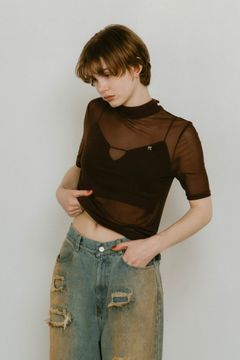 K motif sheer tops / Kモチーフ シアートップス (ブラウン) / 25SS