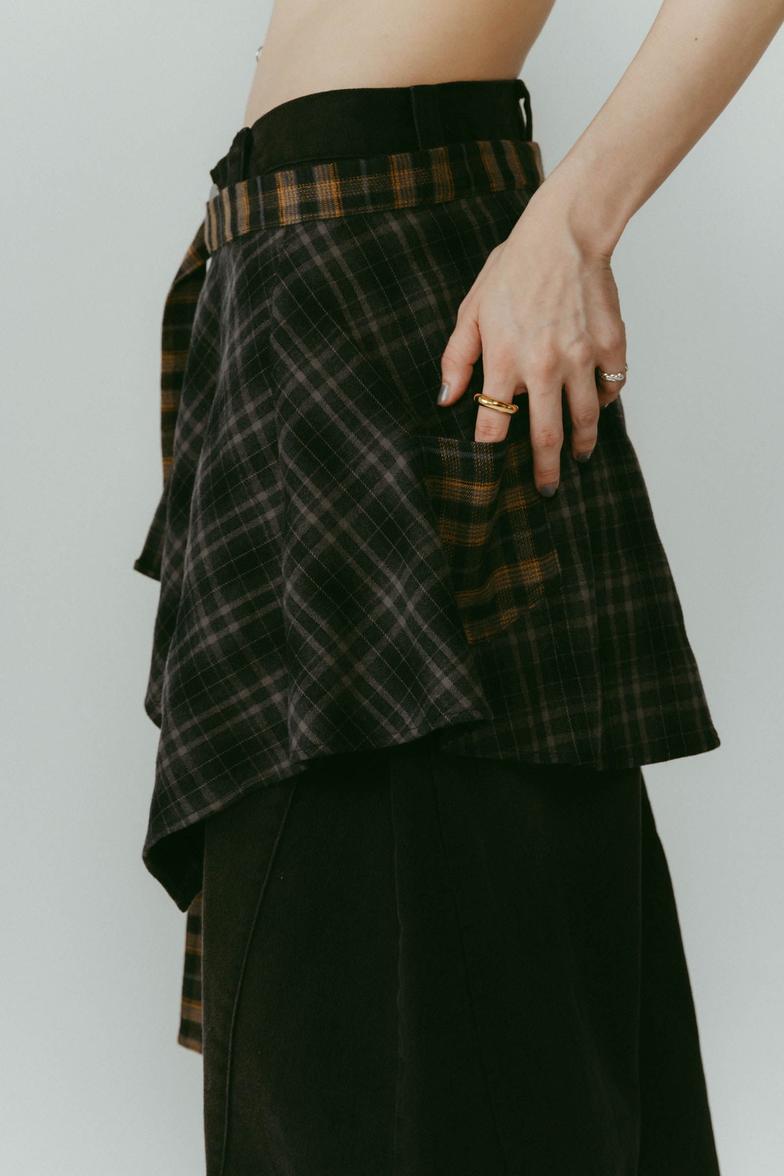 shirt wrap denim pants / シャツ巻き デニム (ブラック) / 25AW