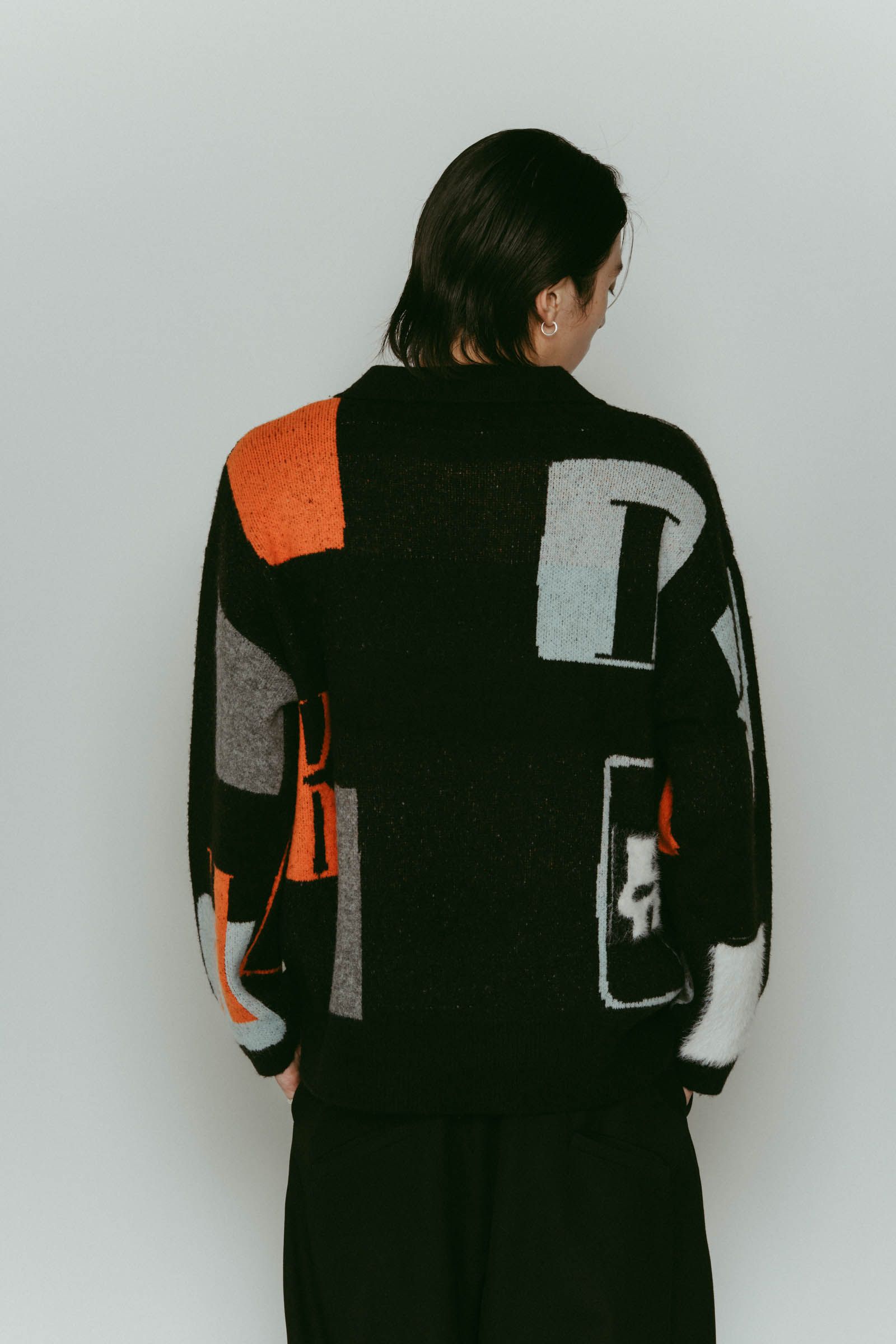 K design knit pullover(unisex) / Kデザイン ニットプルオーバー (ブラック) / 25AW