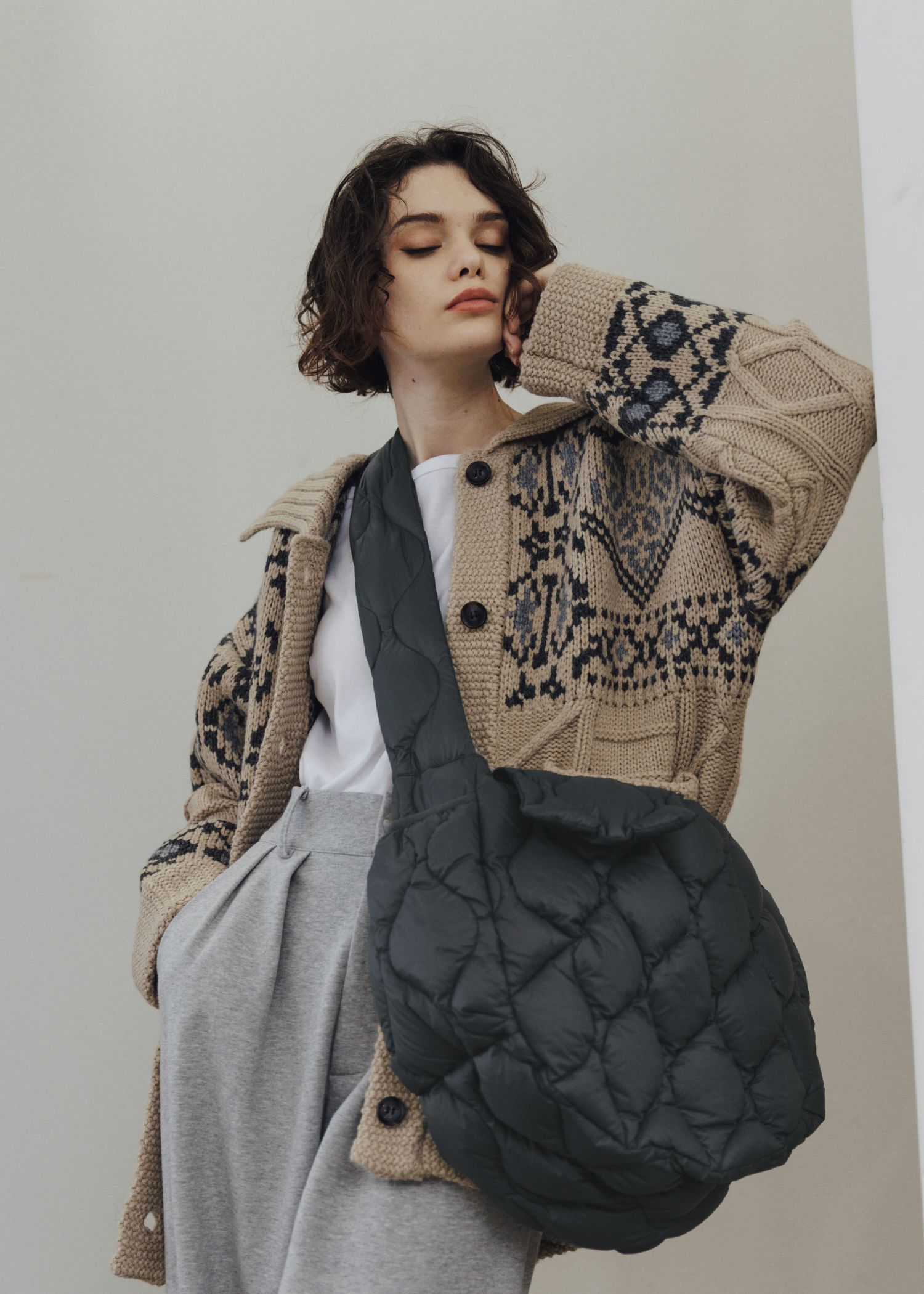 nordic pattern knit cowichan jacket / ノルディック カウチンニットジャケット (タン) / 25AW /